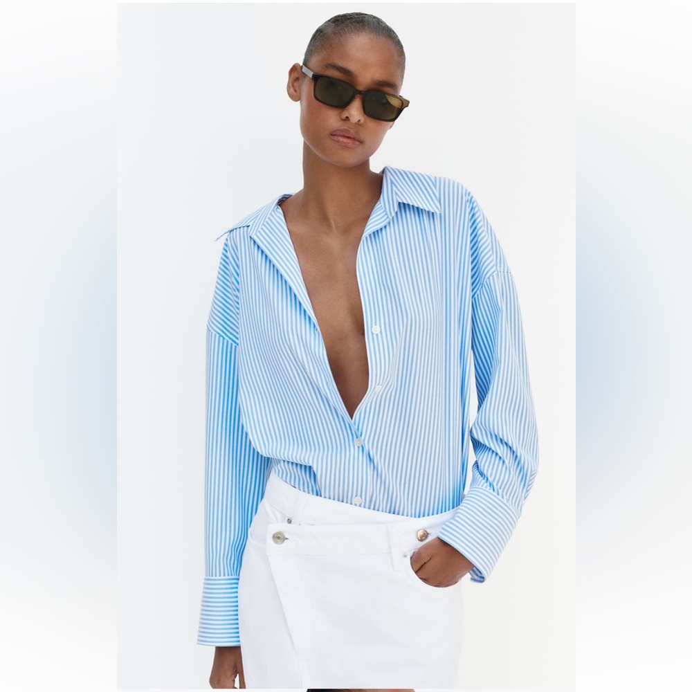 ZARA Striped Blue Shirt